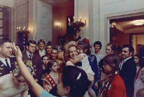First Lady Pat Nixon greets White House visitors in 1969.